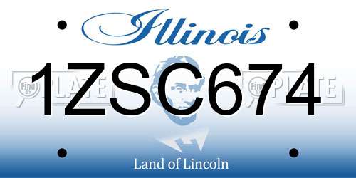 1ZSC674 Illinois License Plate