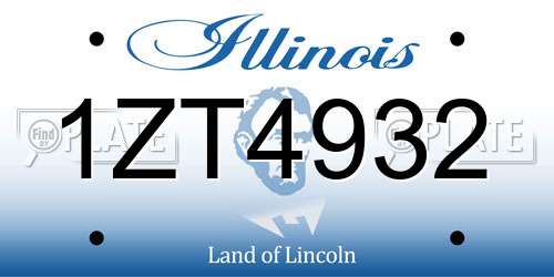 1ZT4932 Illinois License Plate