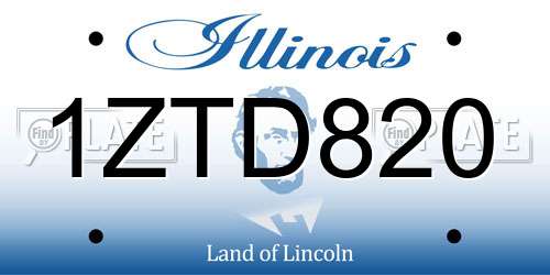 1ZTD820 Illinois License Plate