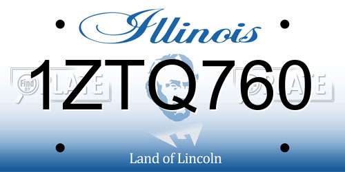 1ZTQ760 Illinois License Plate