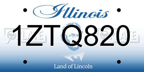 1ZTQ820 Illinois License Plate