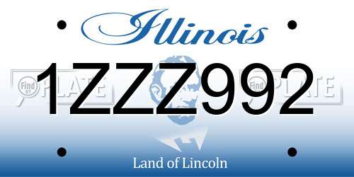 1ZZZ992 Illinois License Plate