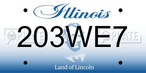 203WE7 Illinois License Plate