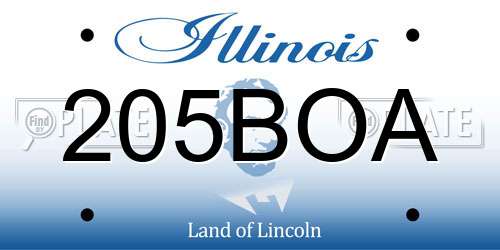 205BOA Illinois License Plate