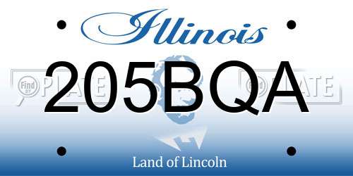 205BQA Illinois License Plate