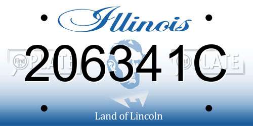 206341C Illinois License Plate