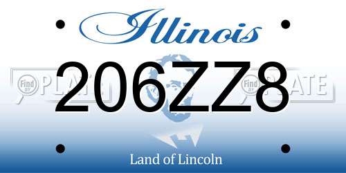 206ZZ8 Illinois License Plate