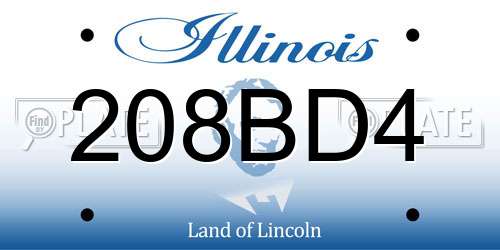 208BD4 Illinois License Plate