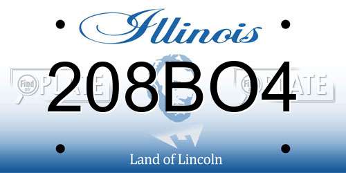 208BO4 Illinois License Plate