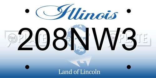 208NW3 Illinois License Plate
