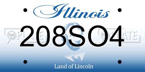 208SO4 Illinois License Plate