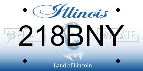 218BNY Illinois License Plate