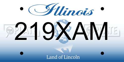219XAM Illinois License Plate