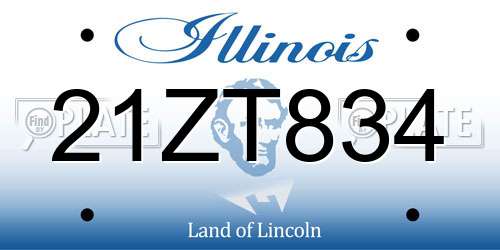 21ZT834 Illinois License Plate