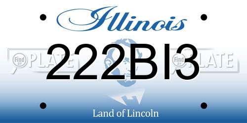 222BI3 Illinois License Plate