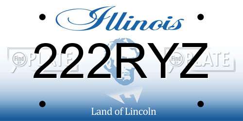 222RYZ Illinois License Plate