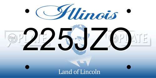 225JZO Illinois License Plate