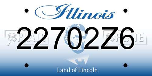 22702Z6 Illinois License Plate