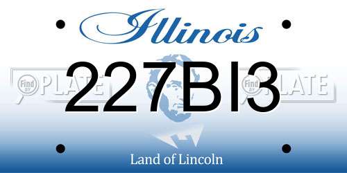 227BI3 Illinois License Plate
