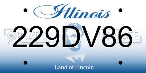 229DV86 Illinois License Plate