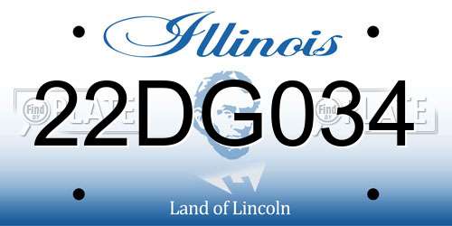 22DG034 Illinois License Plate