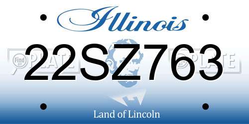22SZ763 Illinois License Plate