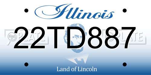 22TD887 Illinois License Plate