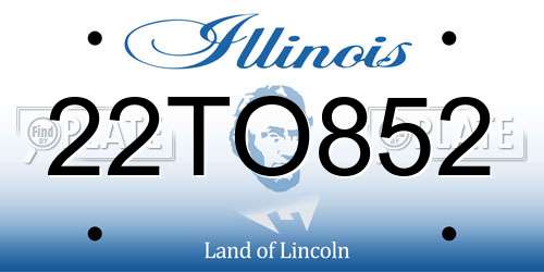 22TO852 Illinois License Plate