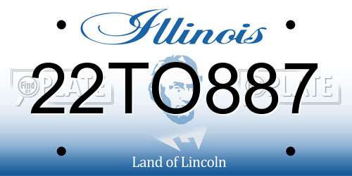 22TO887 Illinois License Plate