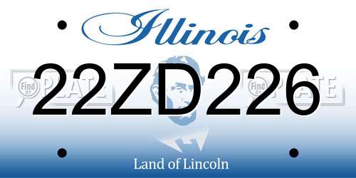 22ZD226 Illinois License Plate