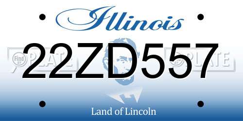 22ZD557 Illinois License Plate