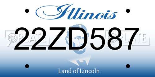 22ZD587 Illinois License Plate