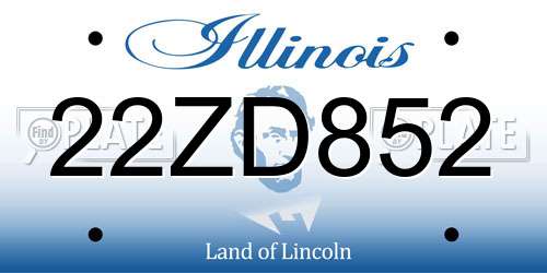 22ZD852 Illinois License Plate