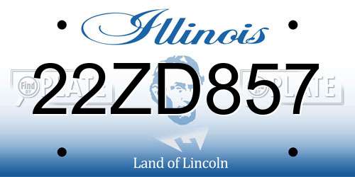 22ZD857 Illinois License Plate