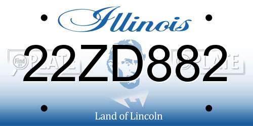 22ZD882 Illinois License Plate