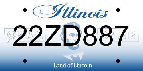 22ZD887 Illinois License Plate
