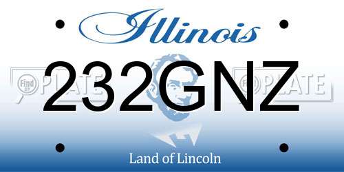 232GNZ Illinois License Plate