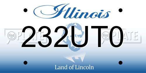 232UT0 Illinois License Plate
