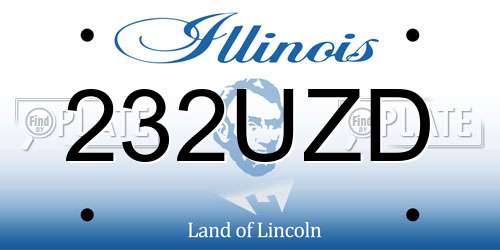 232UZD Illinois License Plate