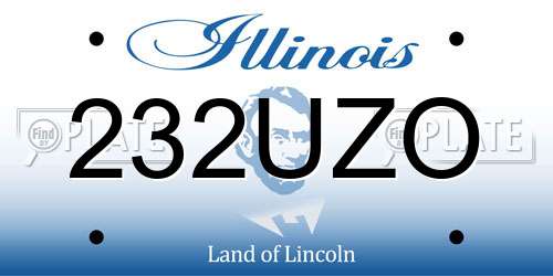 232UZO Illinois License Plate