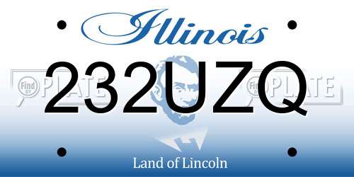 232UZQ Illinois License Plate