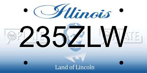 235ZLW Illinois License Plate