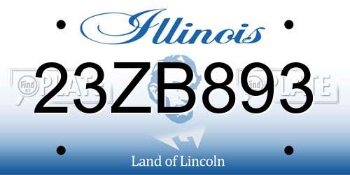 23ZB893 Illinois License Plate