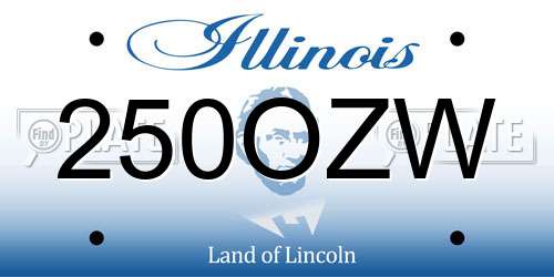 250OZW Illinois License Plate