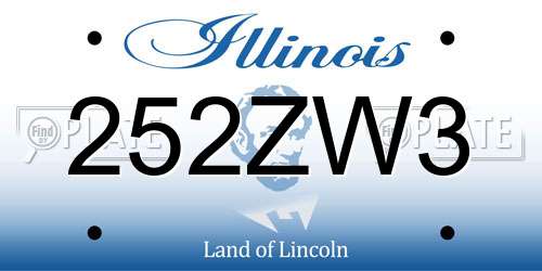 252ZW3 Illinois License Plate