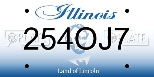 254OJ7 Illinois License Plate