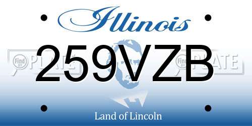 259VZB Illinois License Plate