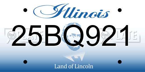 25BQ921 Illinois License Plate