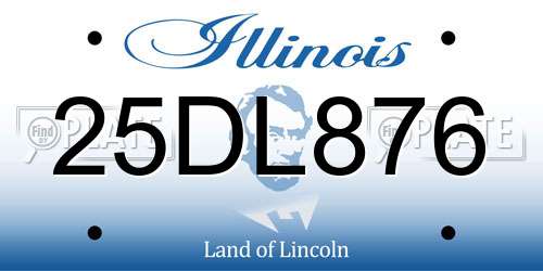 25DL876 Illinois License Plate