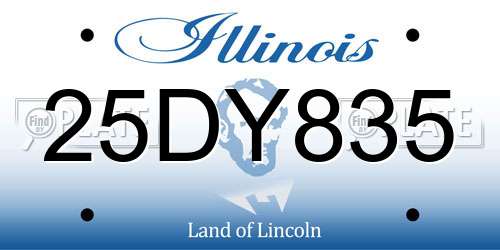 25DY835 Illinois License Plate